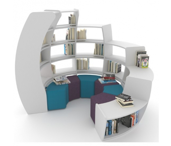 BookHive Spiral bookcase and reading corner - clockwise