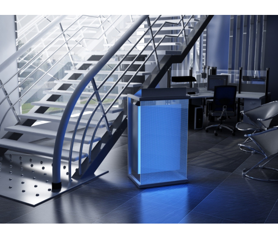 Atril de acrílico/acero inoxidable Caja LED - color a elegir