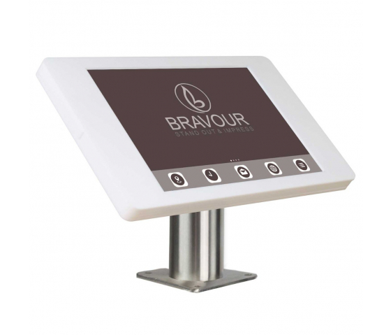 Supporto fisso da tavolo Fino M per tablet tra i 9 e gli 11 pollici - bianco/acciaio inossidabile