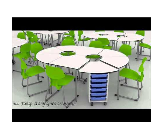 t41 180° folding student table