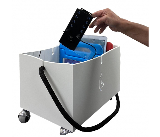 Charging basket for 10 tablets with kids' covers - USB-A