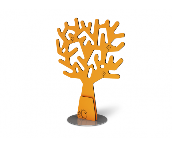 Fruit tree room divider / coat rack with half-round seat