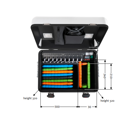 Malette de chargement EduCover/KidsCover pour 10 iPad jusqu'à 11 pouces - Câbles lightning inclus - blanc