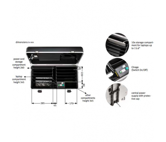 Laptop case Parat N10 for 10 laptops or Chromebooks up to 15.6 inch - black