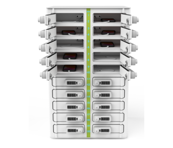 Zioxi Volt bay smartphone wall locker VSP1-20W til 20 smartphones på op til 7 tommer - kombinationslås - USB