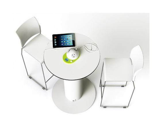 65 cm runder - extra hoher kabelloser Ladetisch mit 2 230V & 2 USB-Anschlüssen - 100 Ah Batteriekapazität