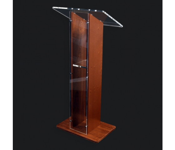 Acrylic/wood lectern Sapphire - cherry colour