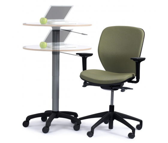 Height adjustable sit/stand teacher's table