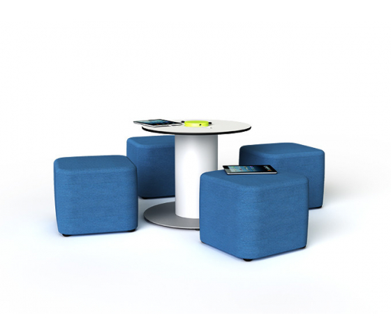 120 cm round wired charging table with 2 230V & 2 USB sockets