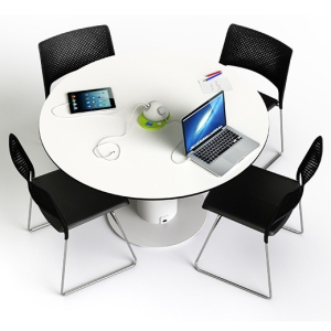 100 cm round cordless charging table with 2 230V & 2 USB sockets - 100 Ah battery capacity