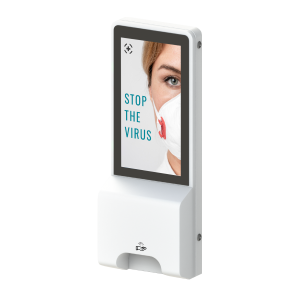 Multimedia disinfection column with sensor Elora - 32 inch screen - wall-mounted model