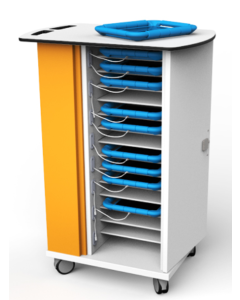 Lockable mobile charging cabinet CHRGT-GC-15-K for 15 iPads in large protective covers - key lock