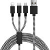 3 i 1 kabel med lightning / micro-USB / USB-C-stik